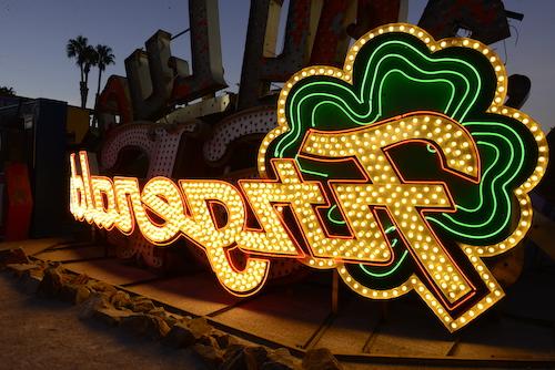Fitzgeralds sign shining in The Neon Museum