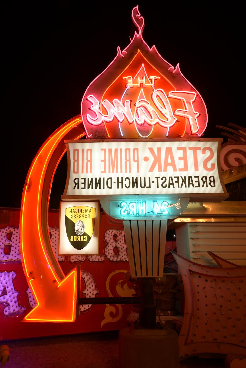 The Flame neon sign at The Neon Museum