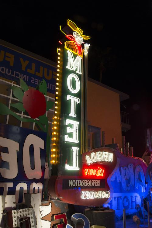 Nevada Motel sign on display at The Neon Museum