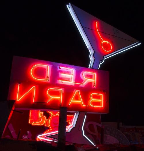 Red Barn sign on display at The Neon Museum